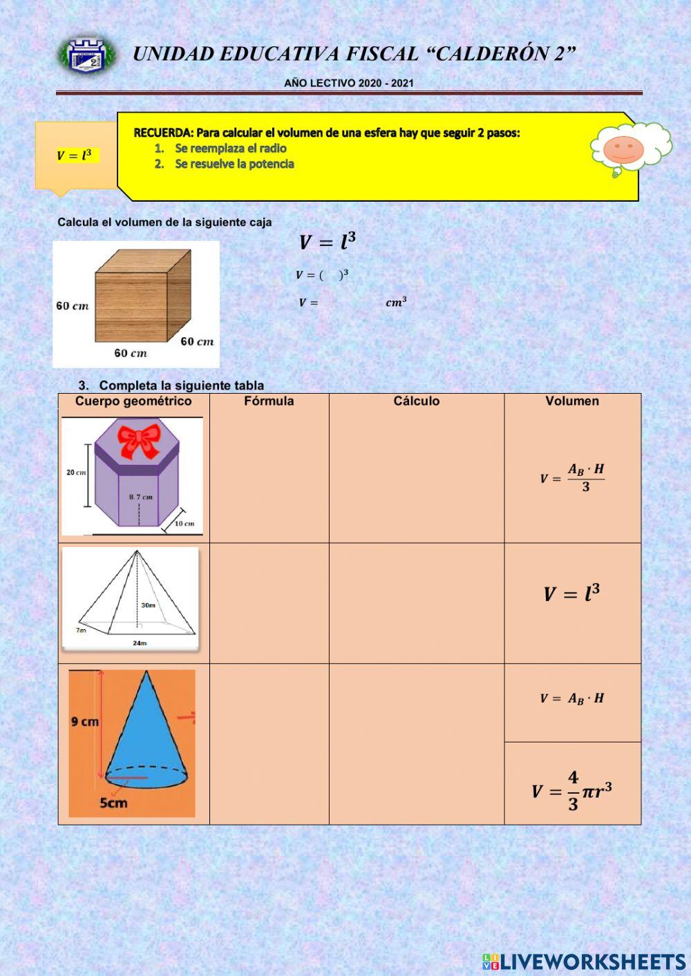 Volumen de cuerpos geometricos 21