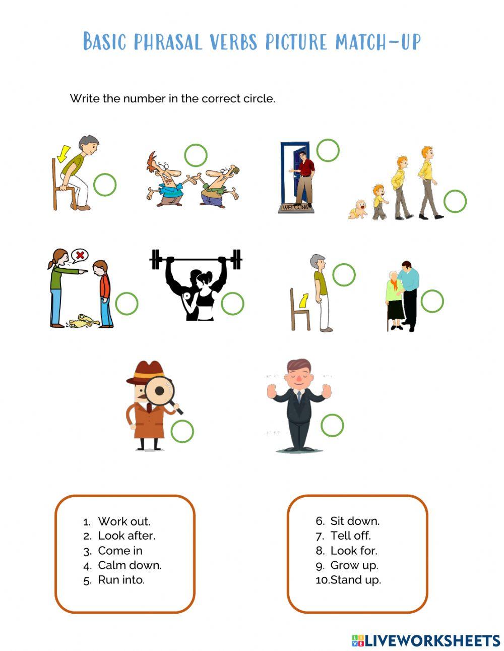 Phrasal verbs for beginners picture match up