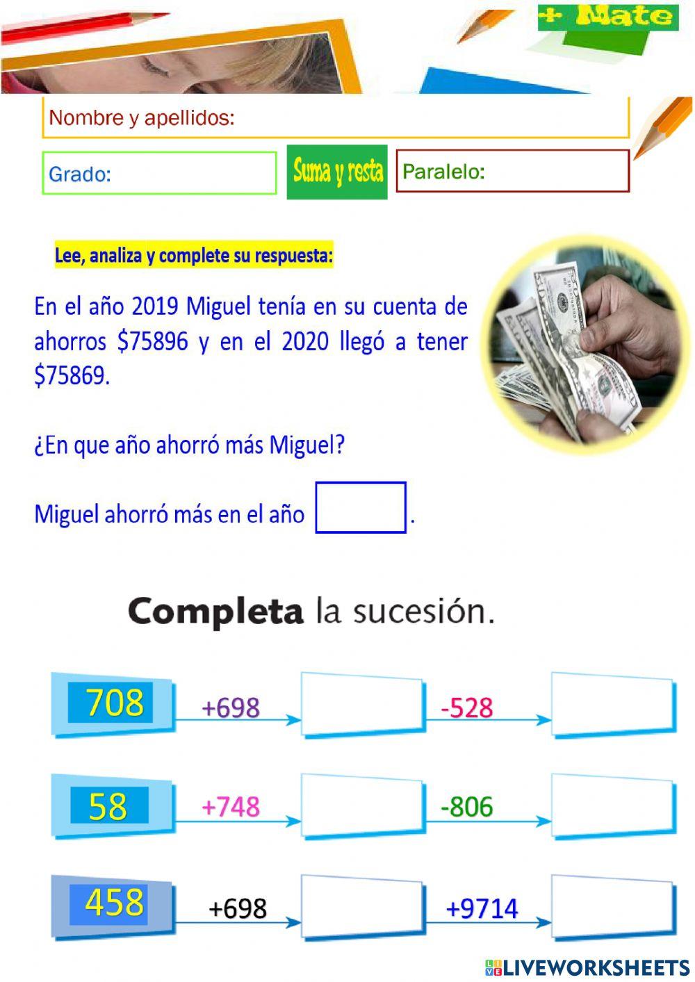Operaciones de cálculo. Suma y resta.
