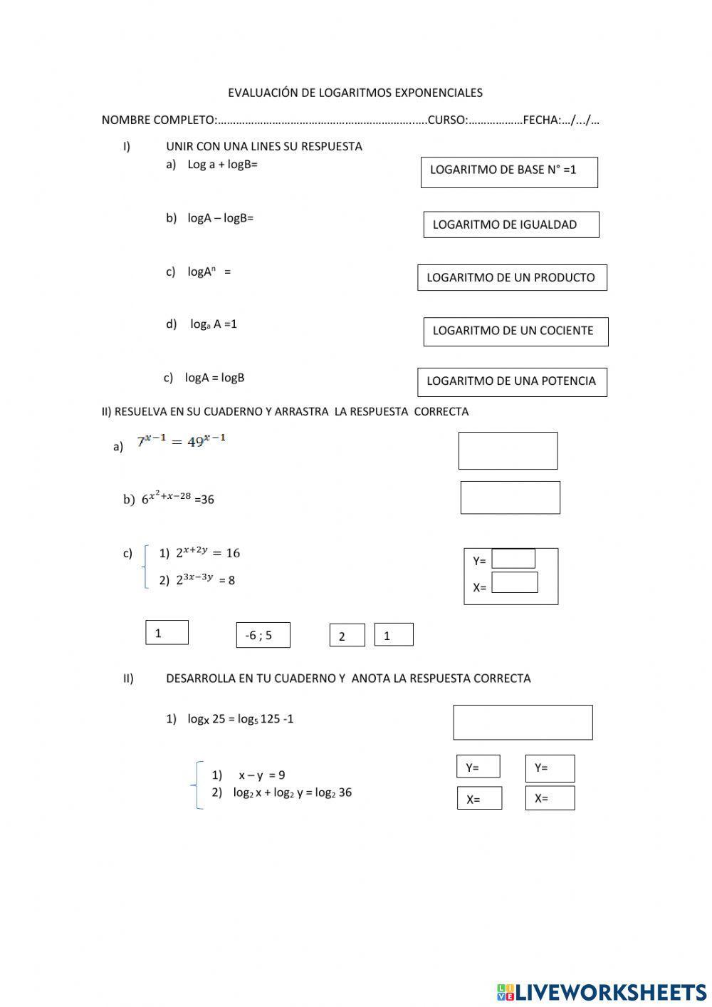 Ecuaciones logaritmicas