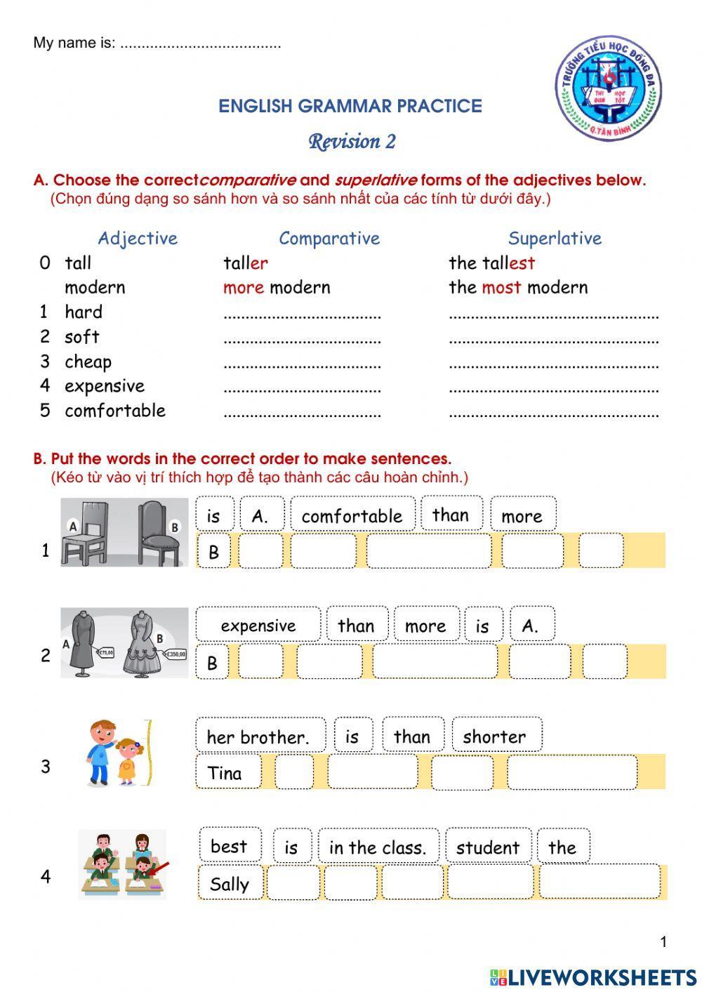 Grade english grammar practice activity live worksheets 56 off