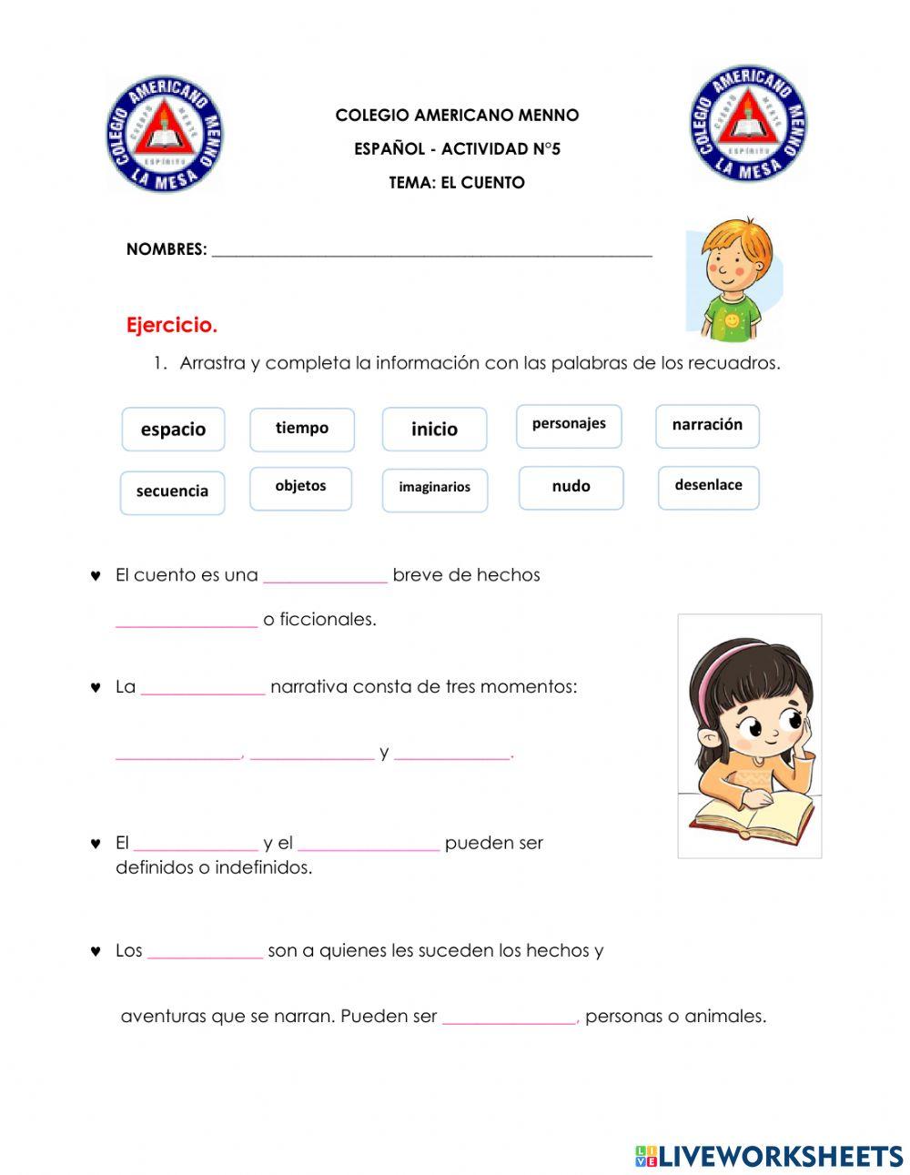 ACTIVIDAD INTERACTIVA SEMANA 5 GRADO 5 EL CUENTO 