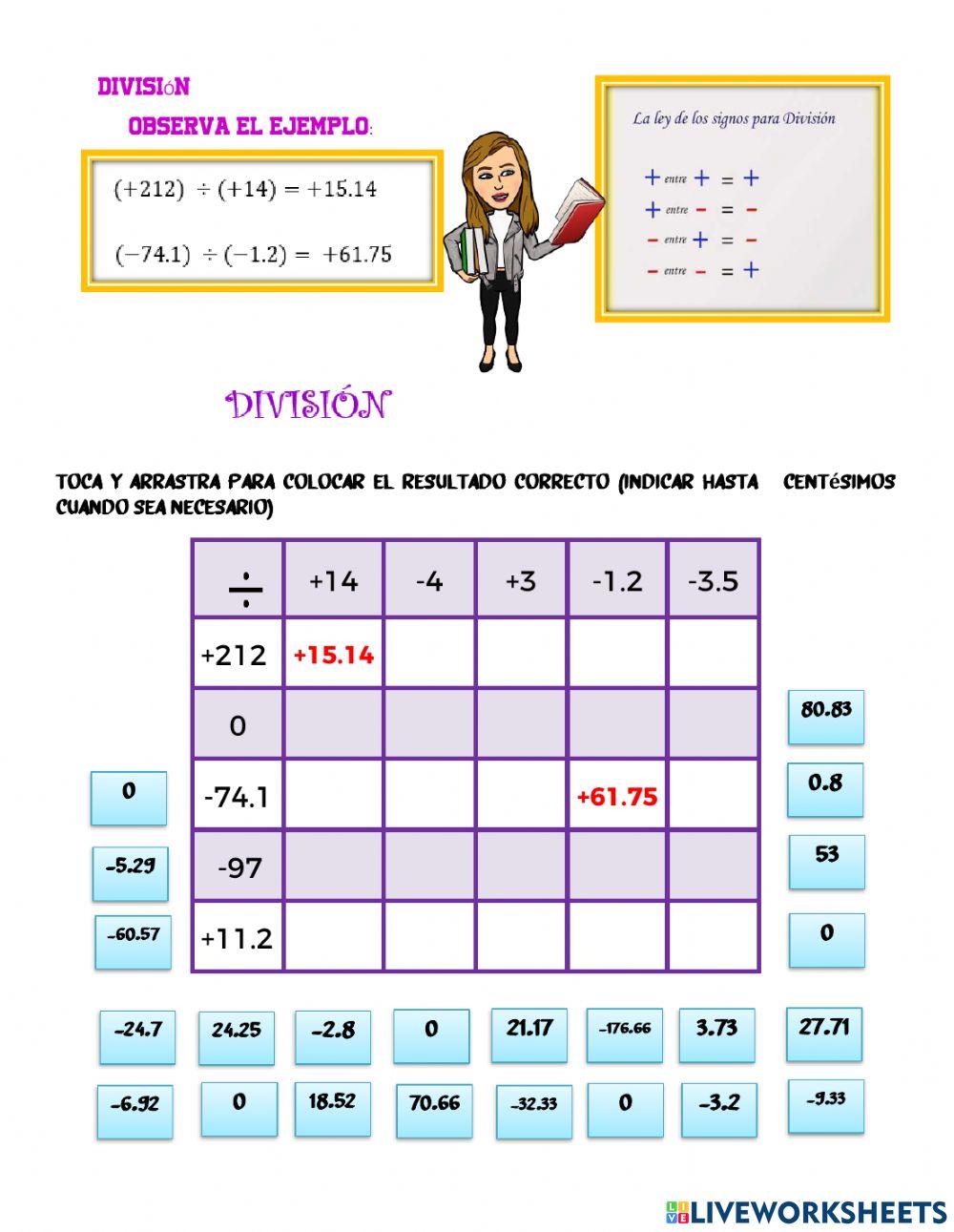 Multiplicaciones y Divisiones de números con signo