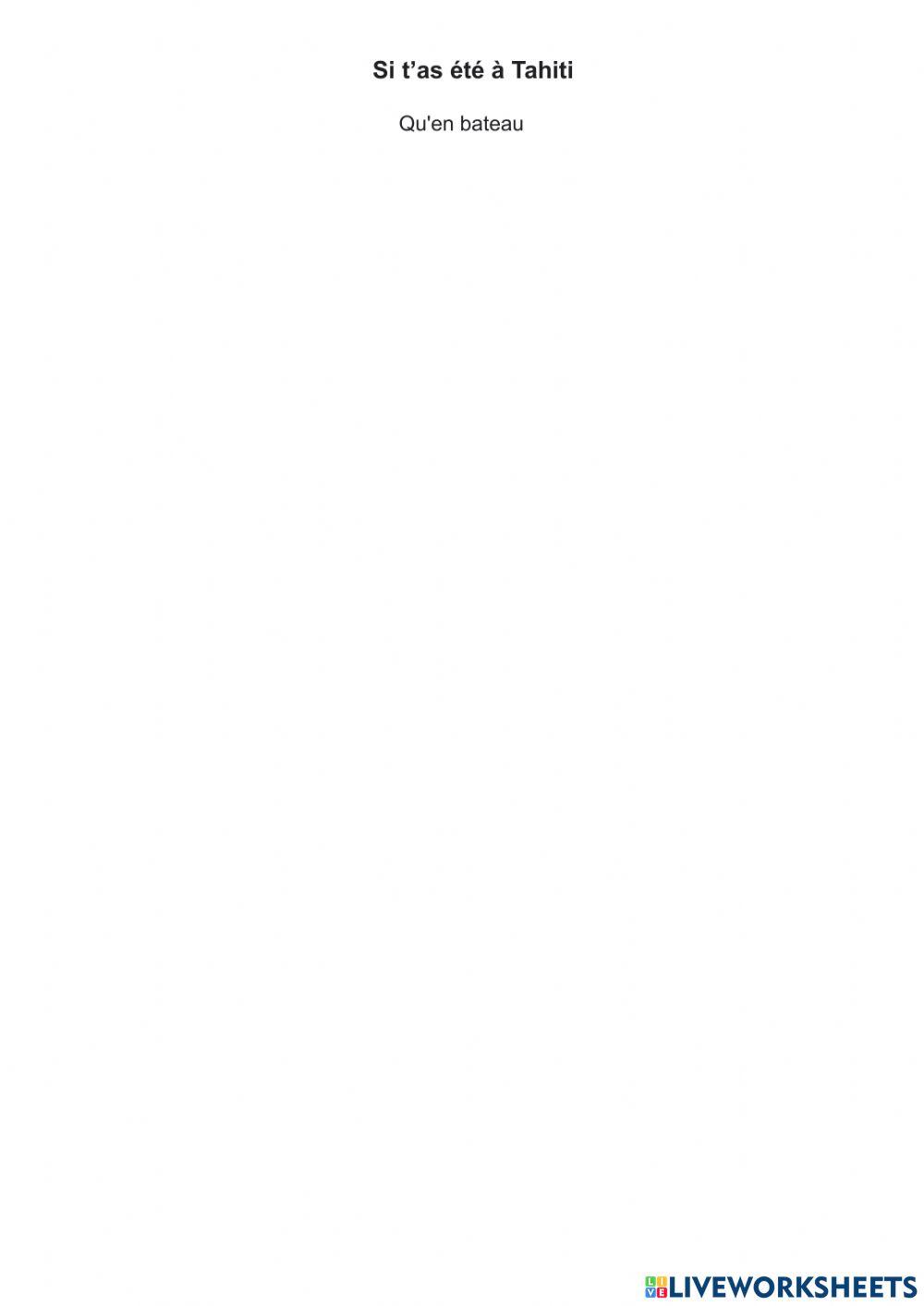 3ESO- Chanson Si t'as été à Tahiti