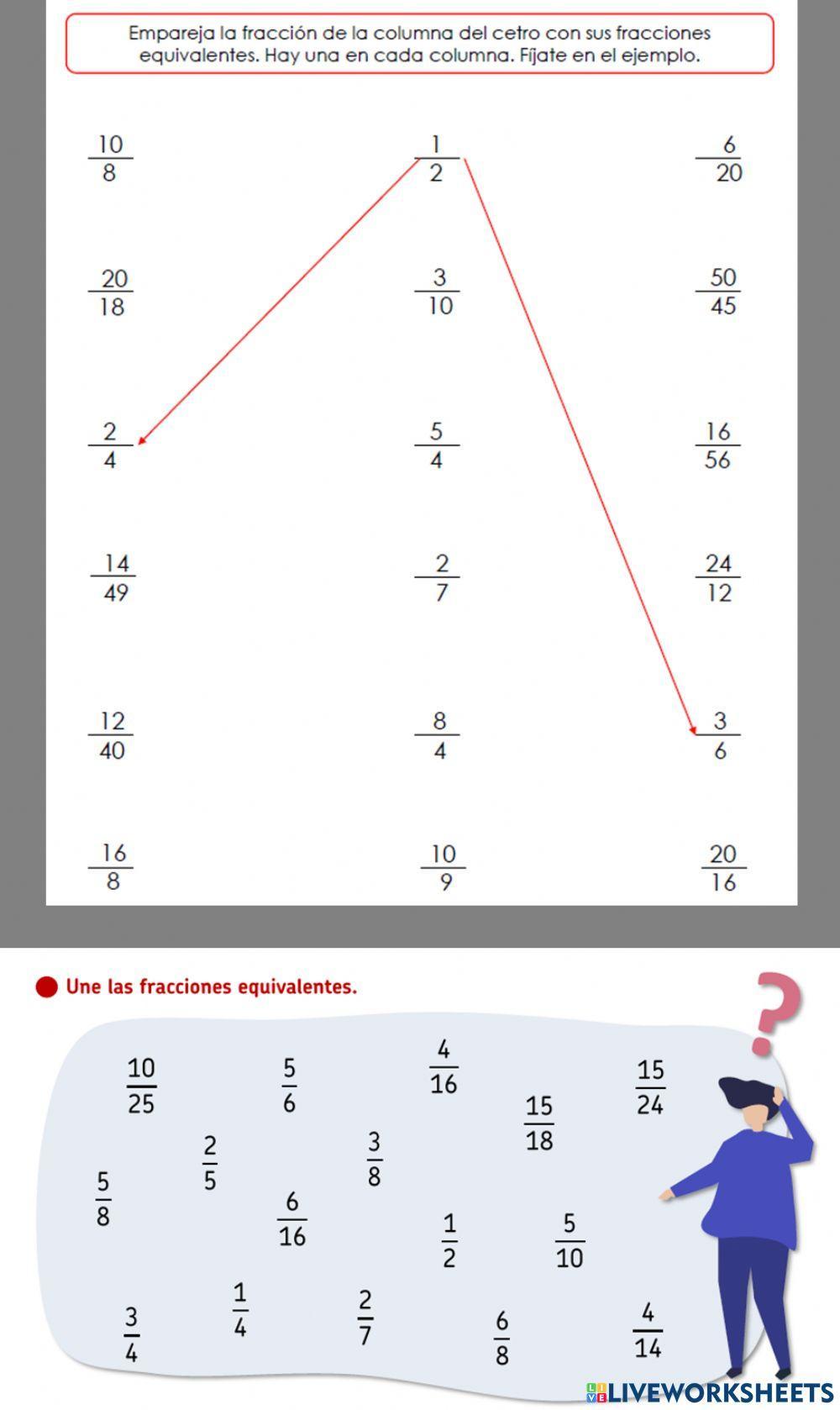 Unir fracciones equivalentes