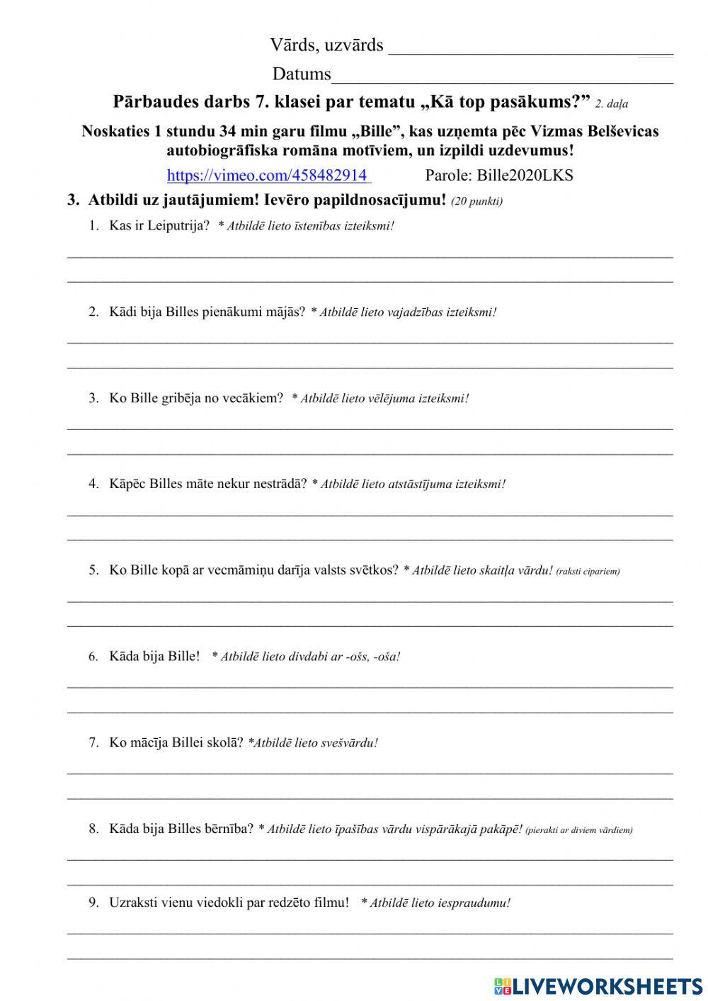 Pārbaudes darbs -Kā top pasākums? 2.daļa