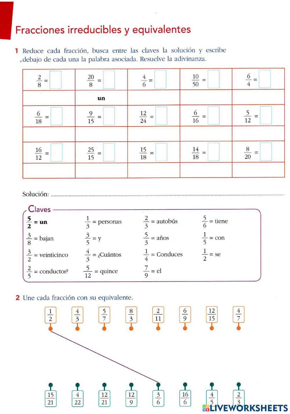 Fracciones equivalentes e irreducibles