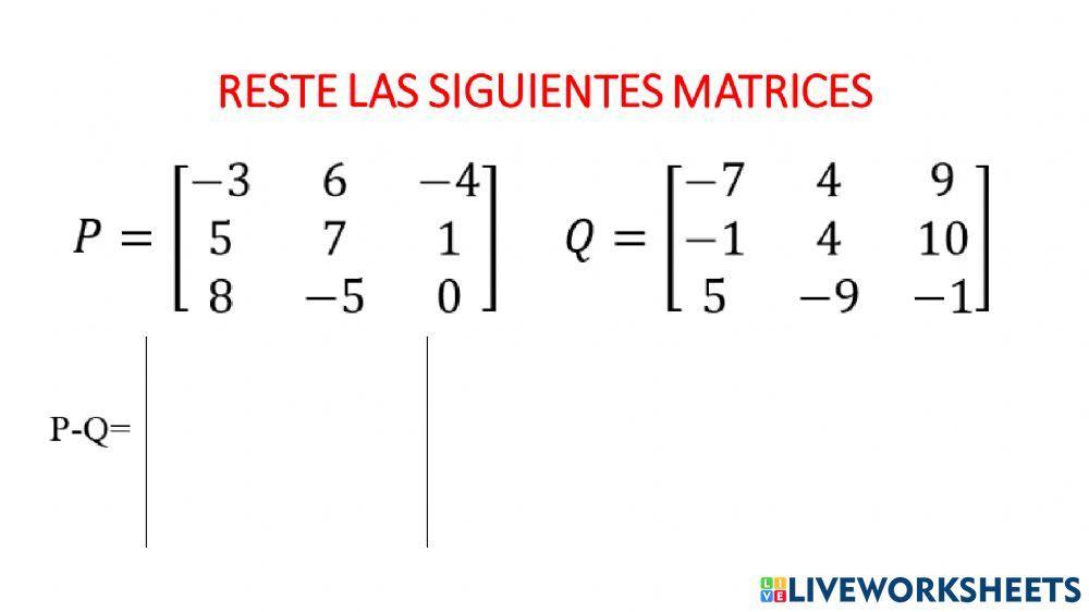 SUMA Y RESTA DE MATRICES