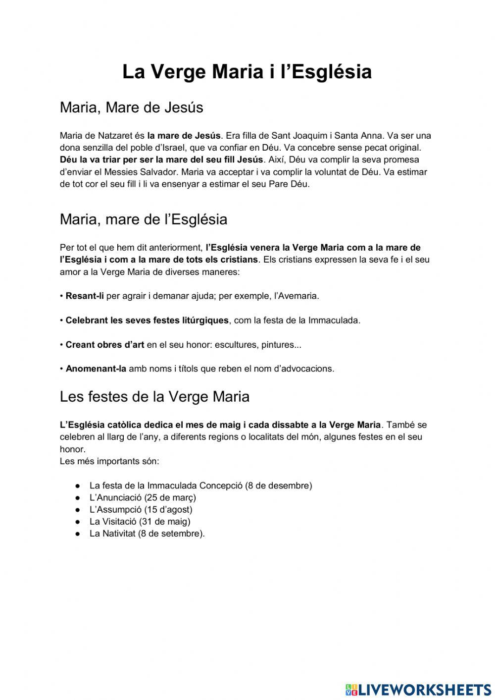 La Verge Maria i l’Església La Verge Maria i l’Església