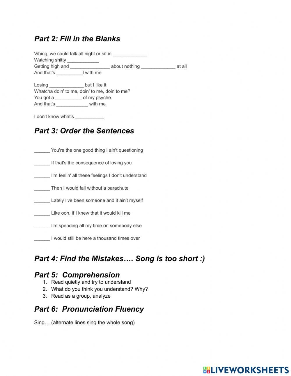 Parachute John K worksheet Live Worksheets