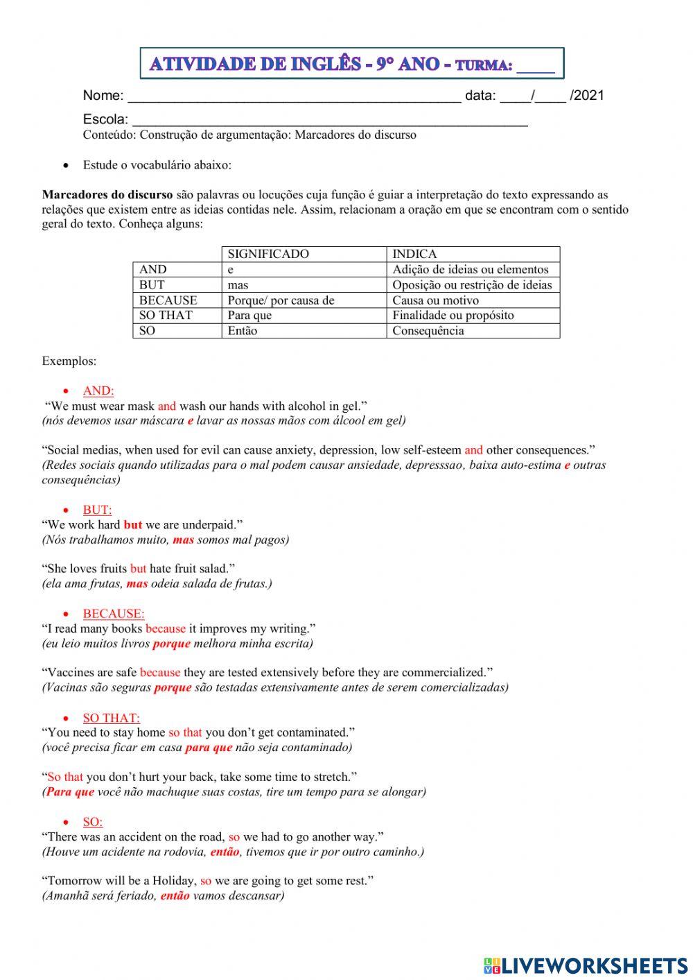 9° ano - INGLÊS - 13-05-21