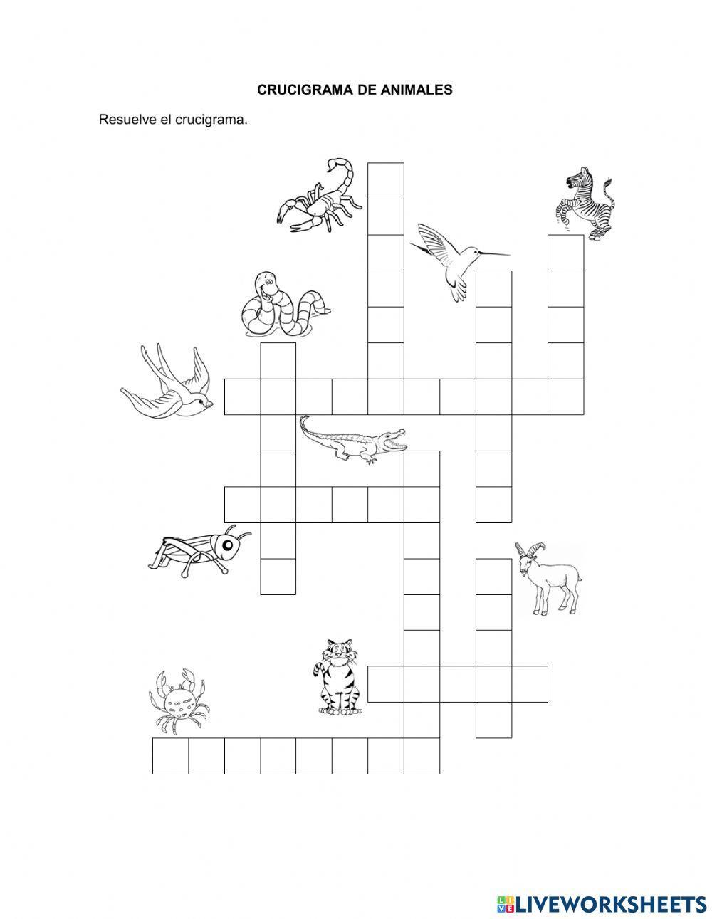Crucigrama de animales