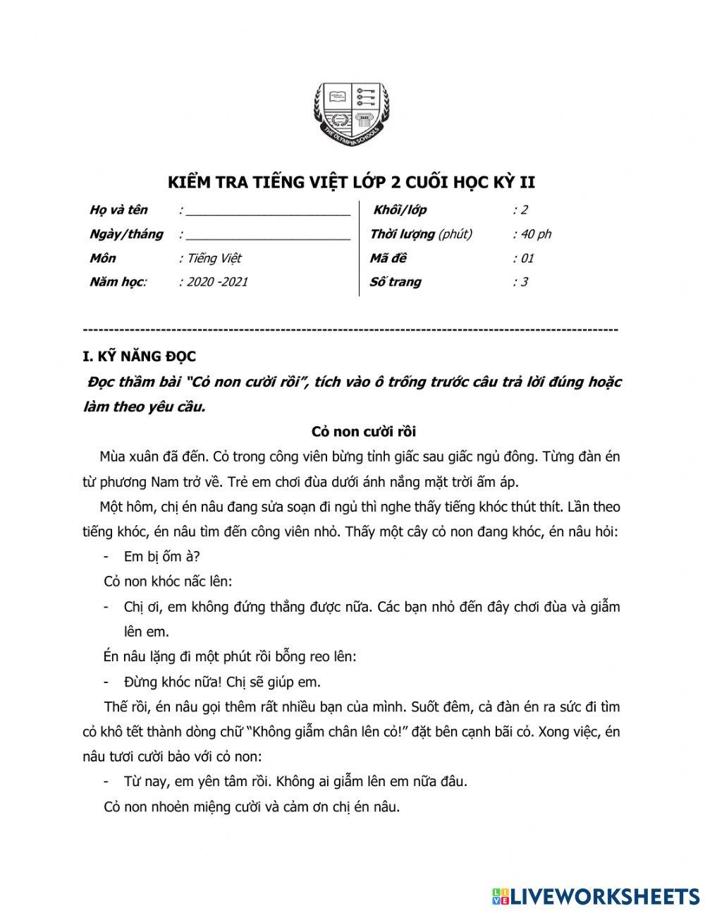 HK2-TV2-Kiểm tra cuối học kì 2