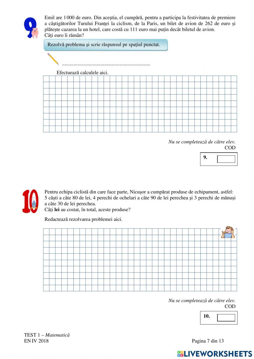 Evaluare - matematica