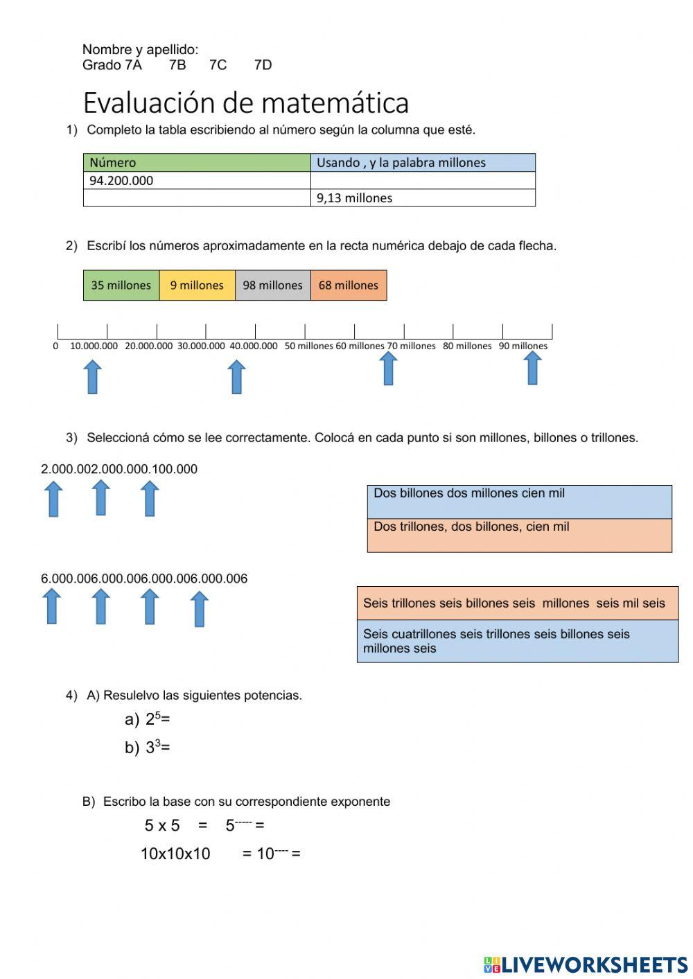 Evaluación millones