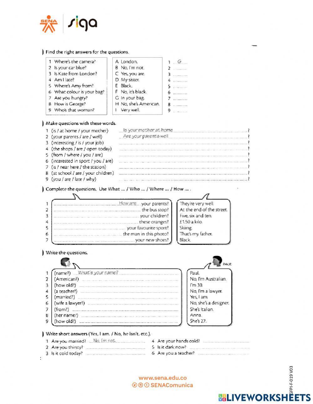 Verb to be (questions)