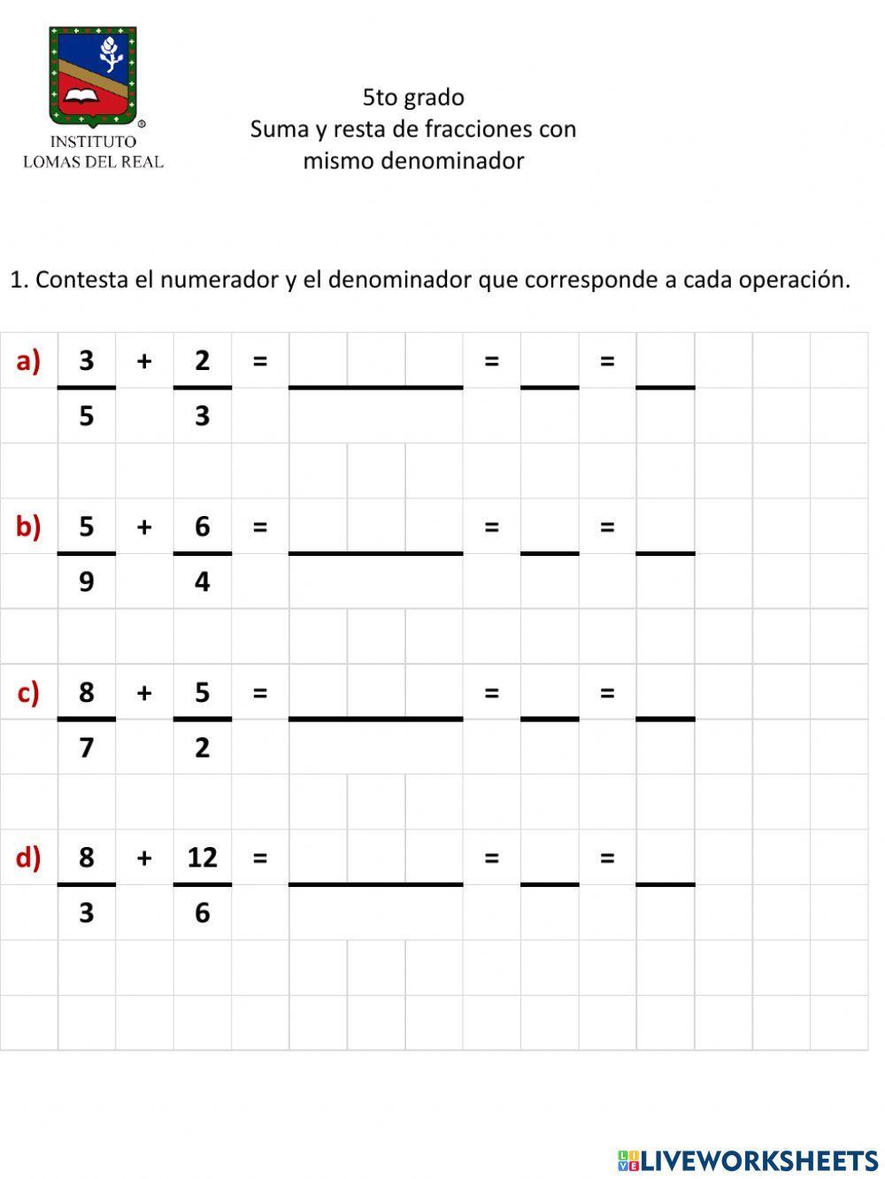 Suma de fracciones diferente denominador