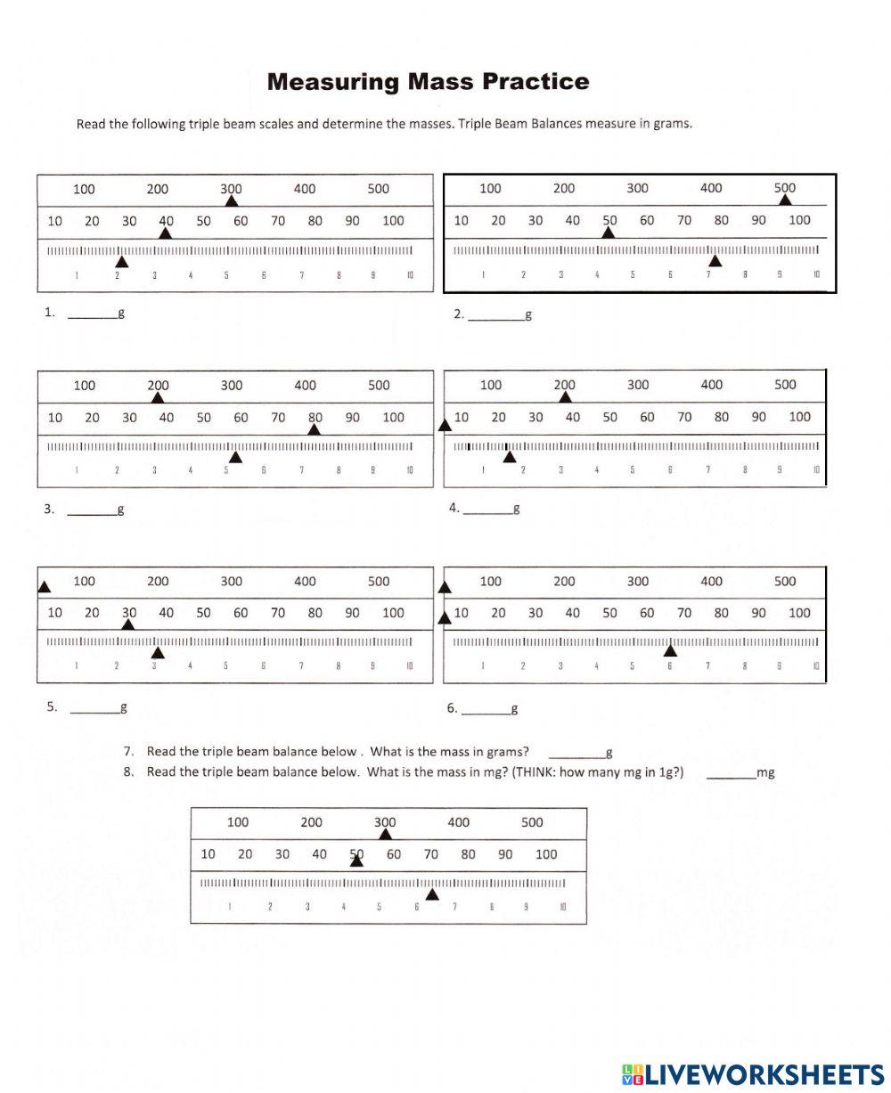 Reading A Triple Beam Balance Worksheet