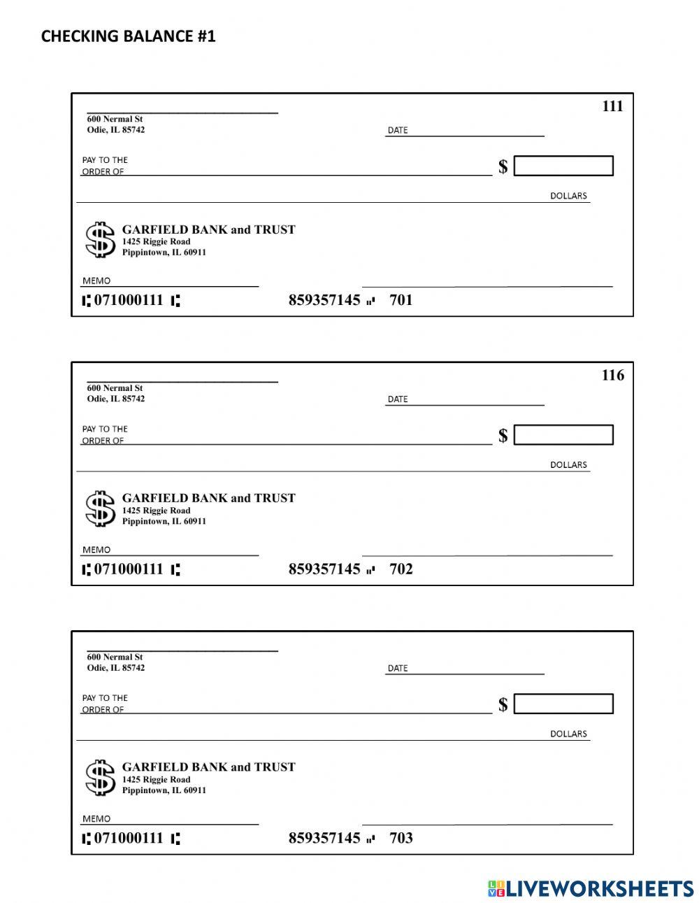 Register, check, and deposit