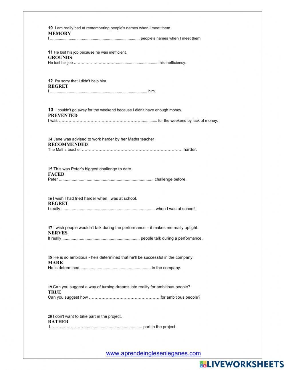 CAE Key word transformations