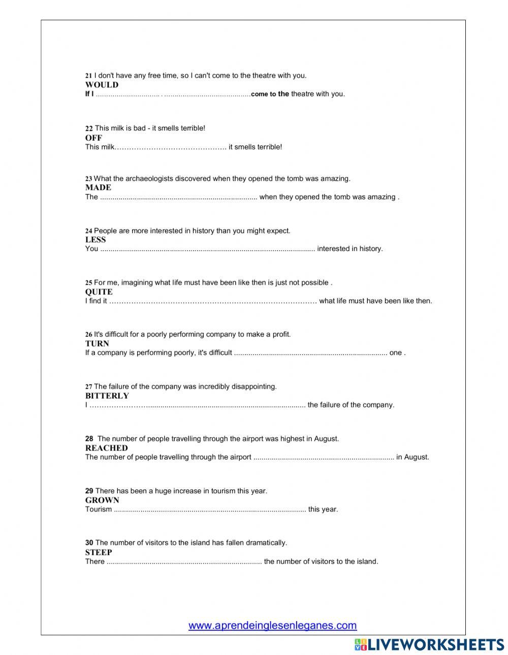 CAE Key word transformations