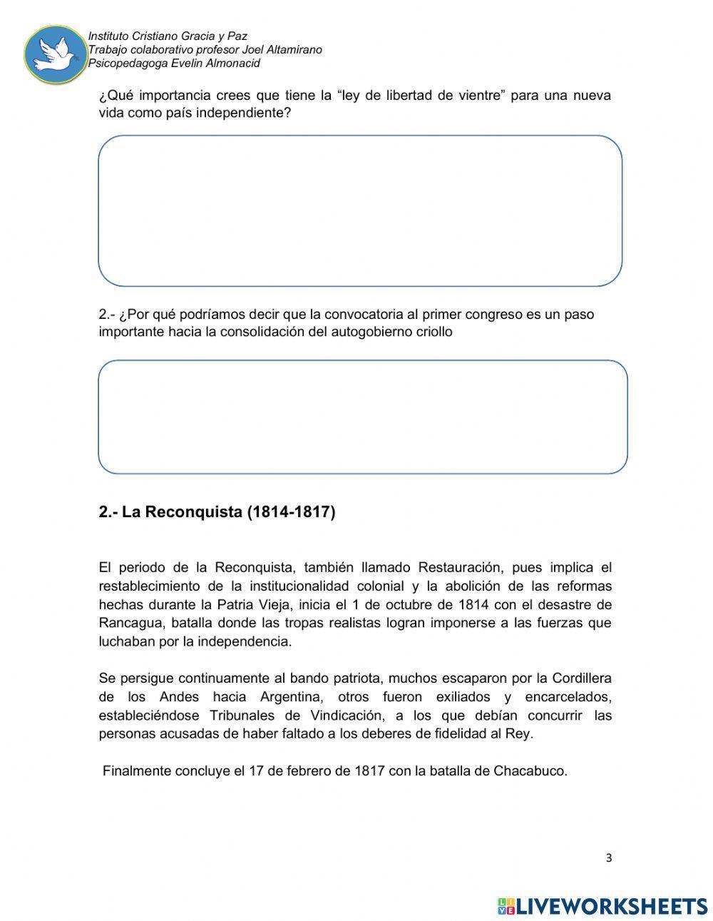 Etapas de la independencia de Chile