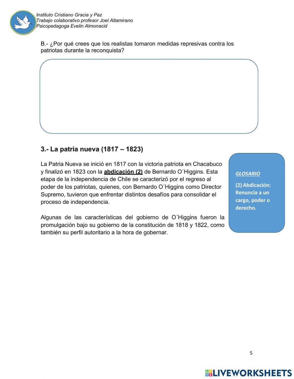 Etapas de la independencia de Chile