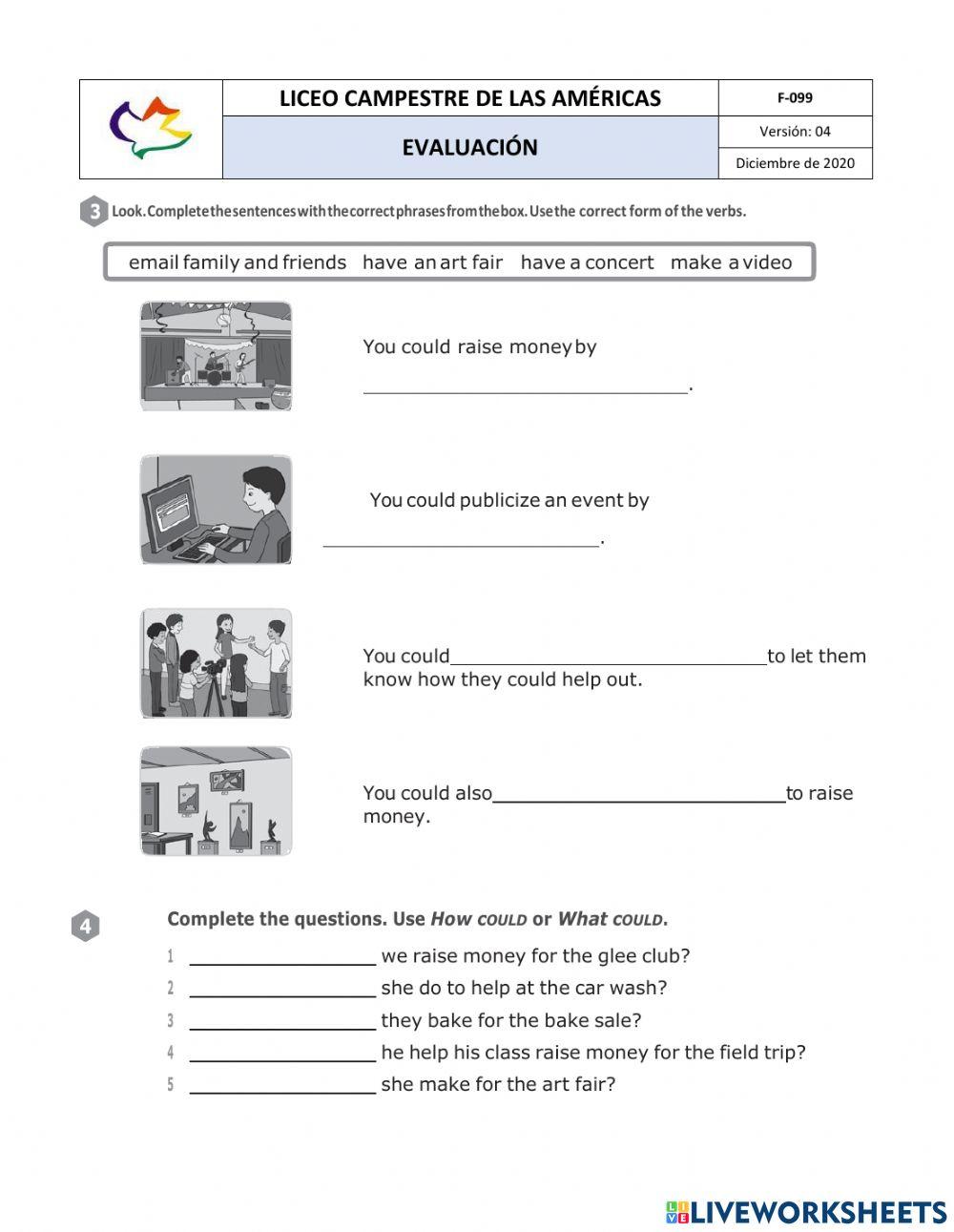 Evaluacion quinto grado