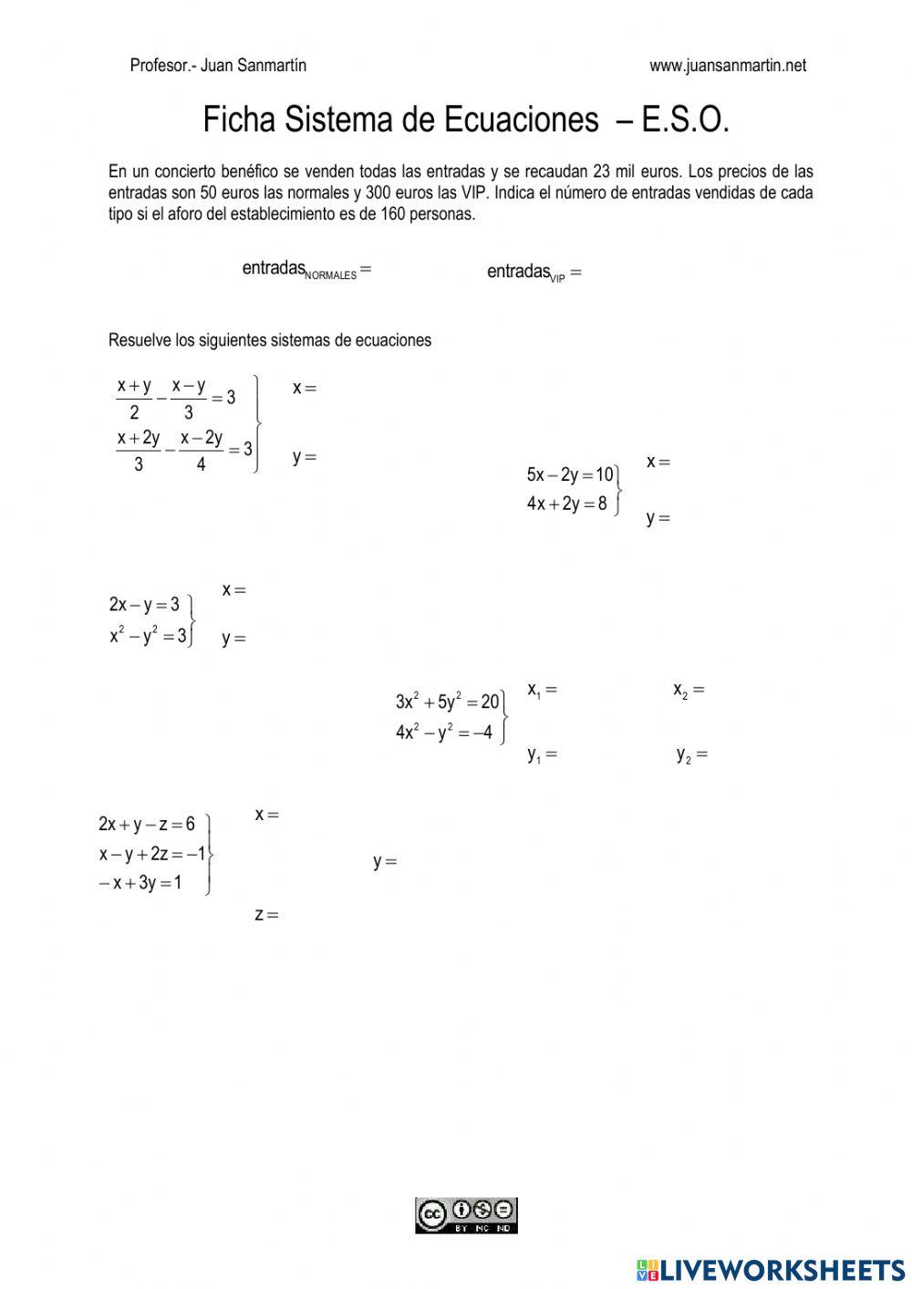 Ficha de Sistemas de Ecuaciones