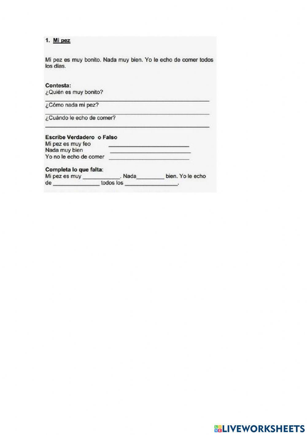 Lectura y sopas de letras.