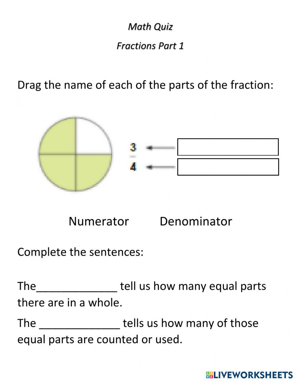 Quiz Fractions Part 1