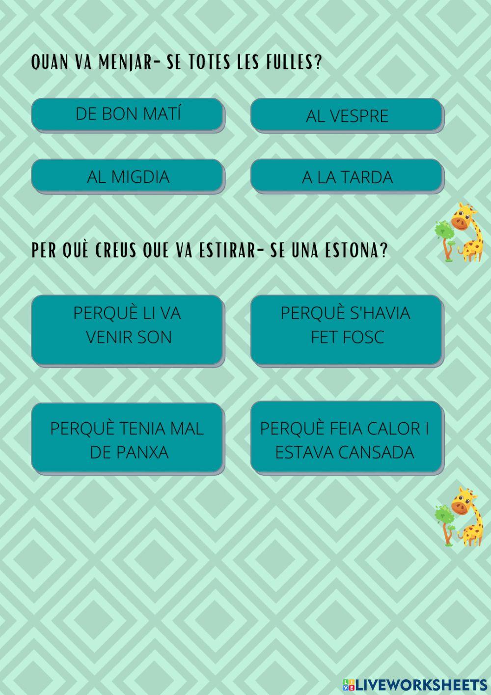 Comprensió lectora 1r Comprensió lectora 1r
