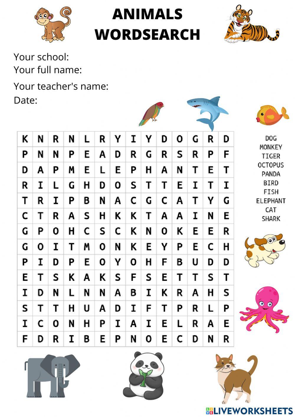 Animal crossword
