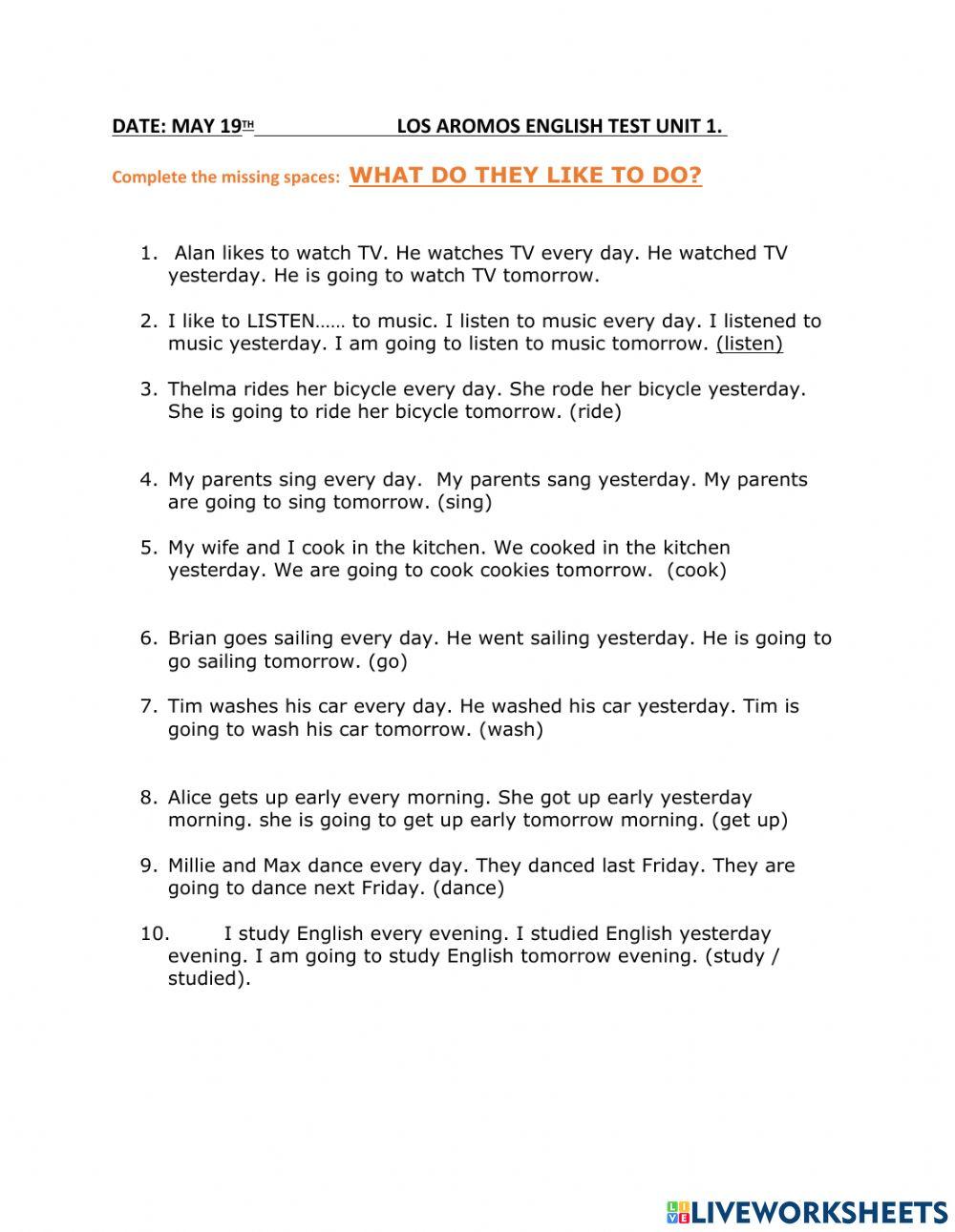 Los Aromos. Unit 1. May 2021