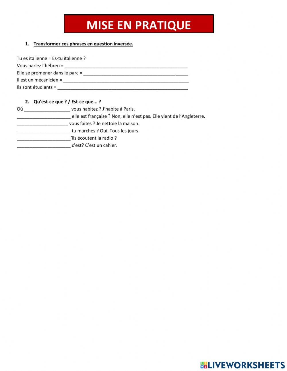 Questions inversées