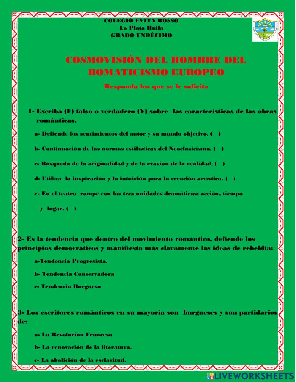 Cosmovisión del hombre romántico europeo