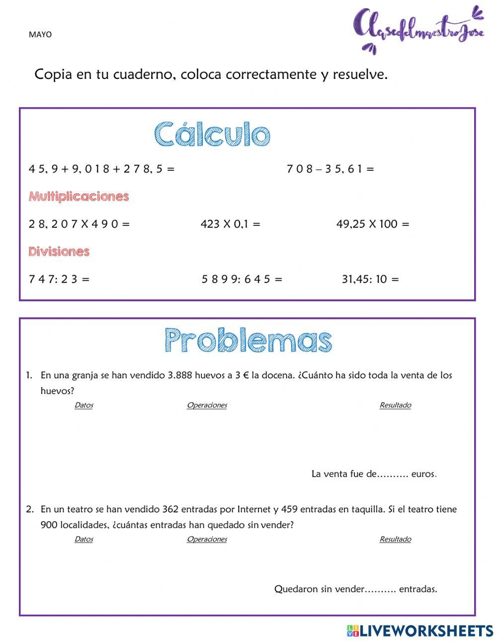 Cálculo matemático y problemas