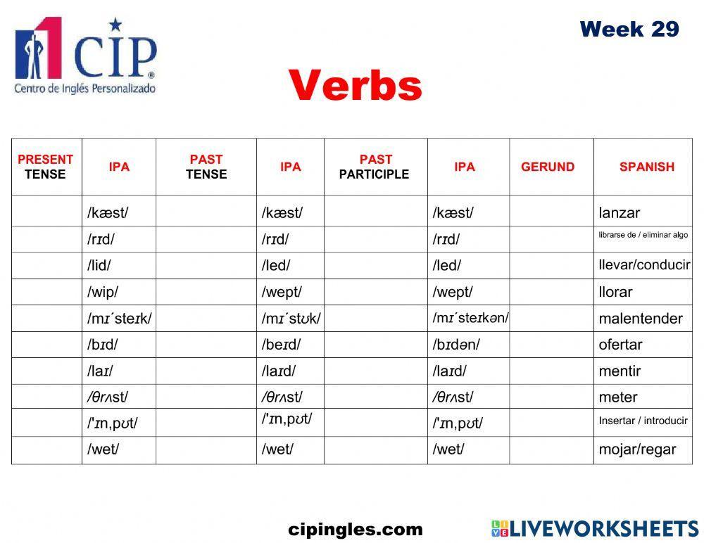 Verbs and Living Room 2 Week 29