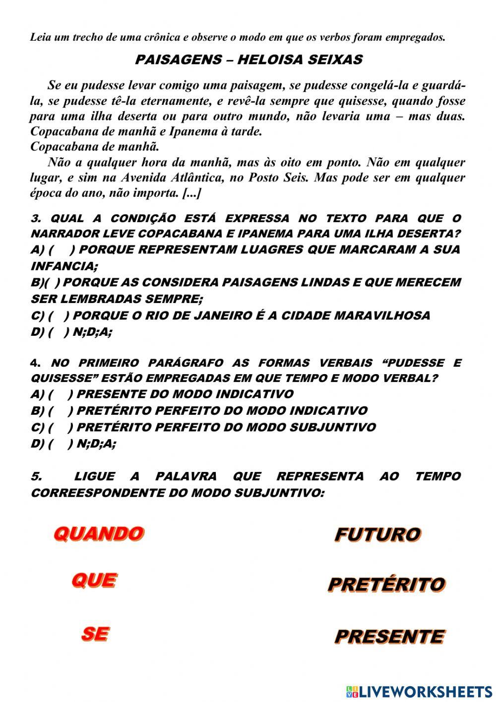 Avaliação de ingles II da II Etapa 7 anos