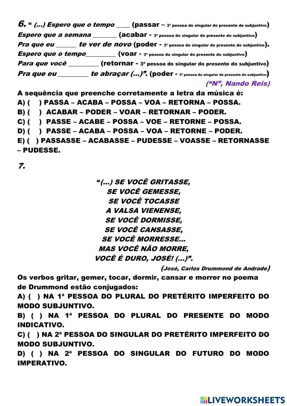 Avaliação de ingles II da II Etapa 7 anos