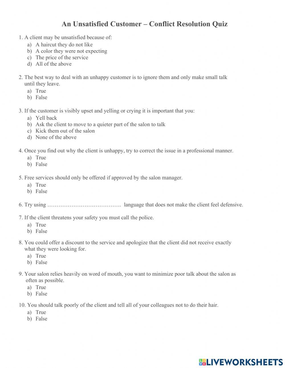 Conflict Resolution Quiz