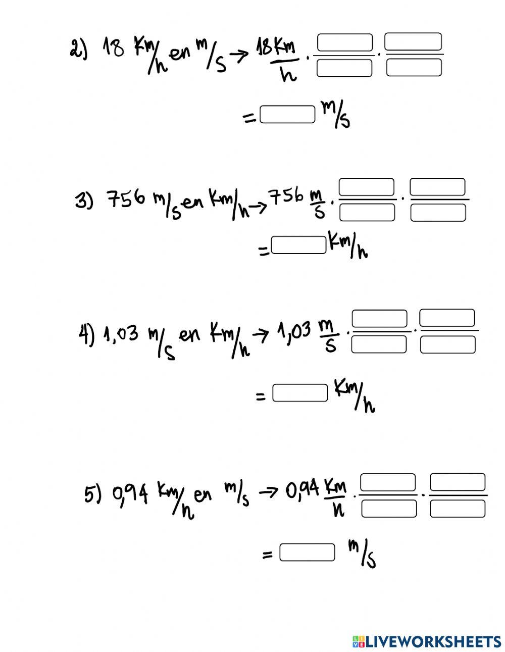 Conversión de unidades de MRU