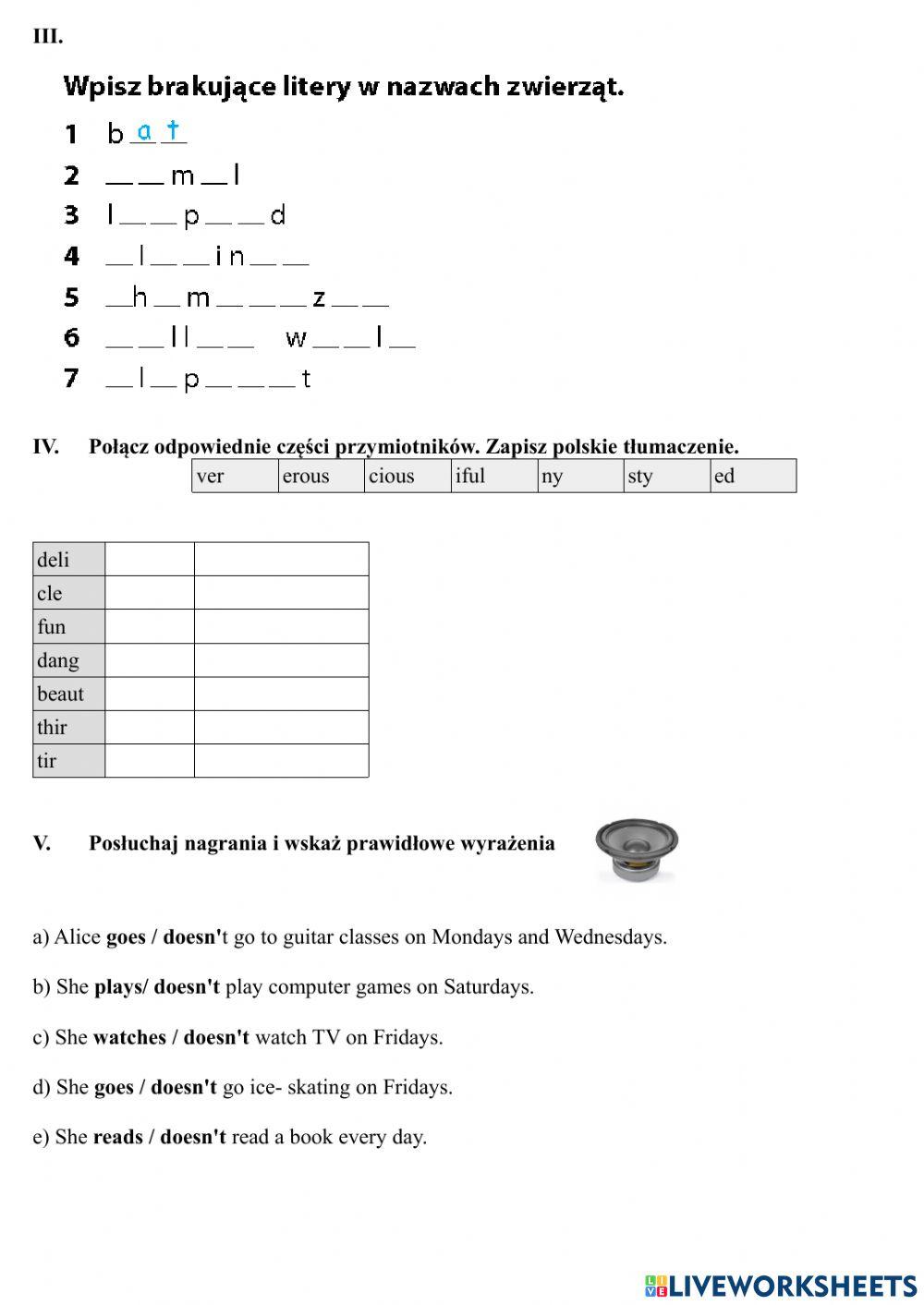 Klasówka IV u. 6 poprawa