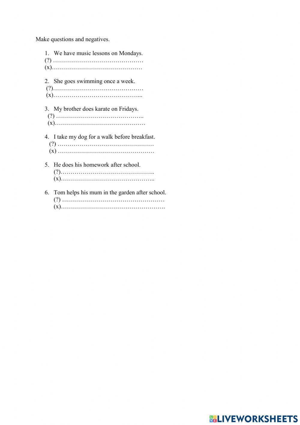 Present Simple questions and negatives