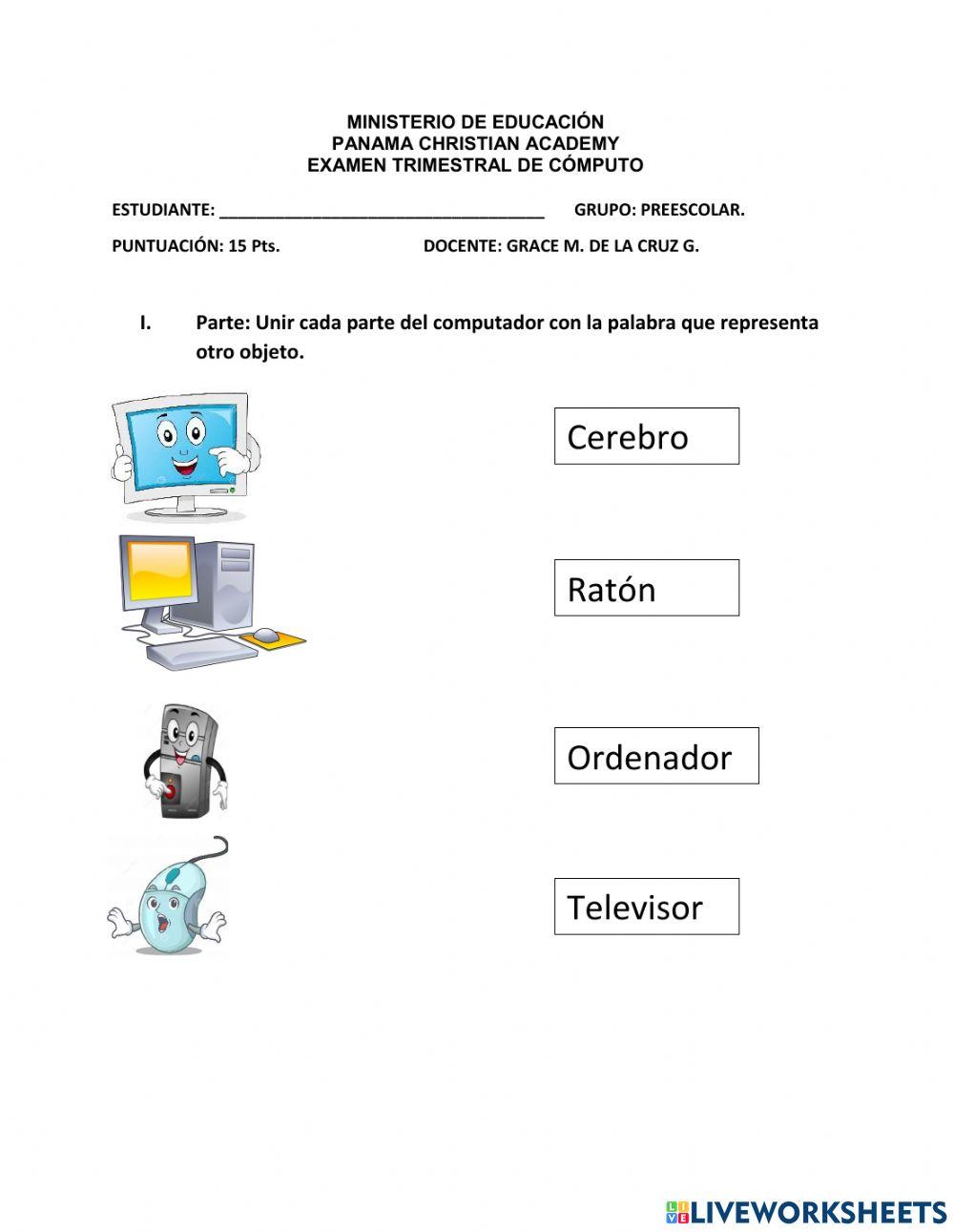 Examen de Preescolar Partes del Computador