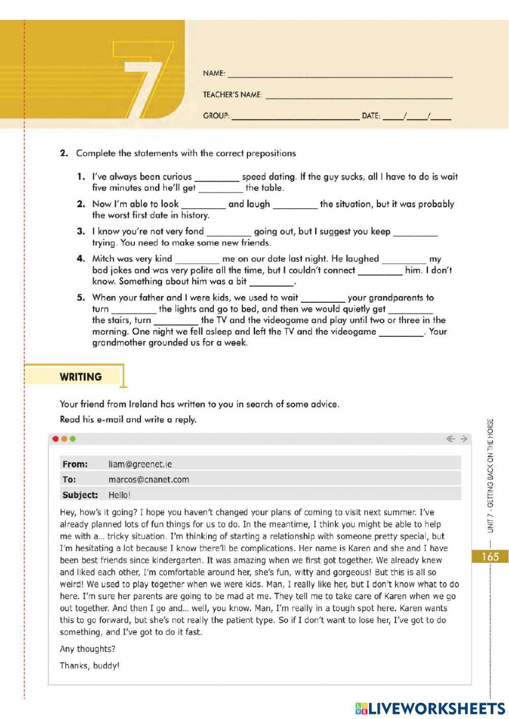Advanced 1 - Unit 7 online exercise for | Live Worksheets