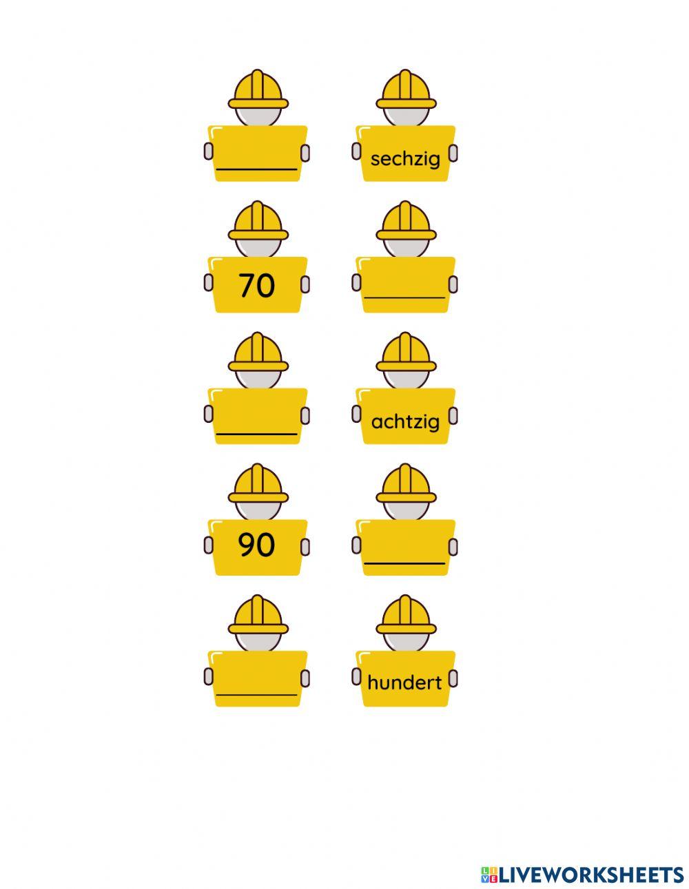 Zahlen von 10 bis 100