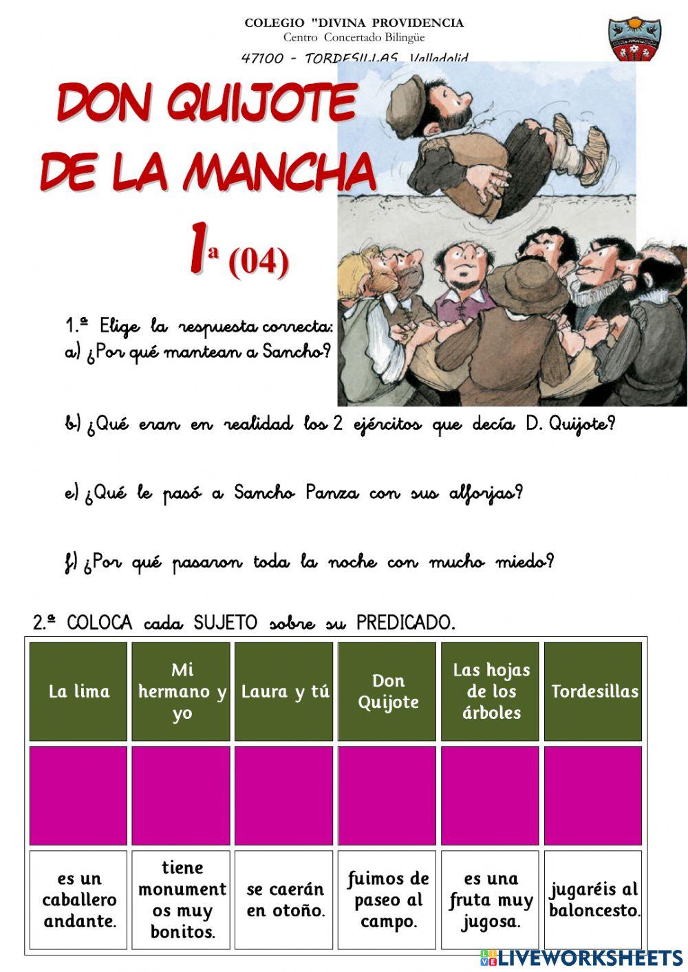 012 D. QUIJOTE comprensión lectora 2º E.P.