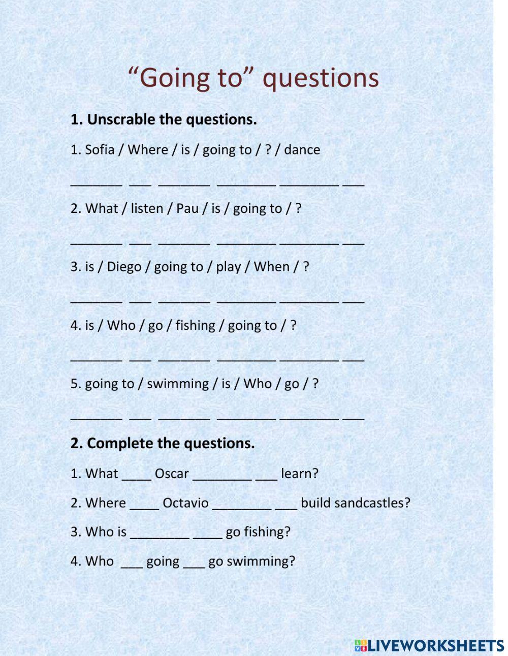 -Going to- questions