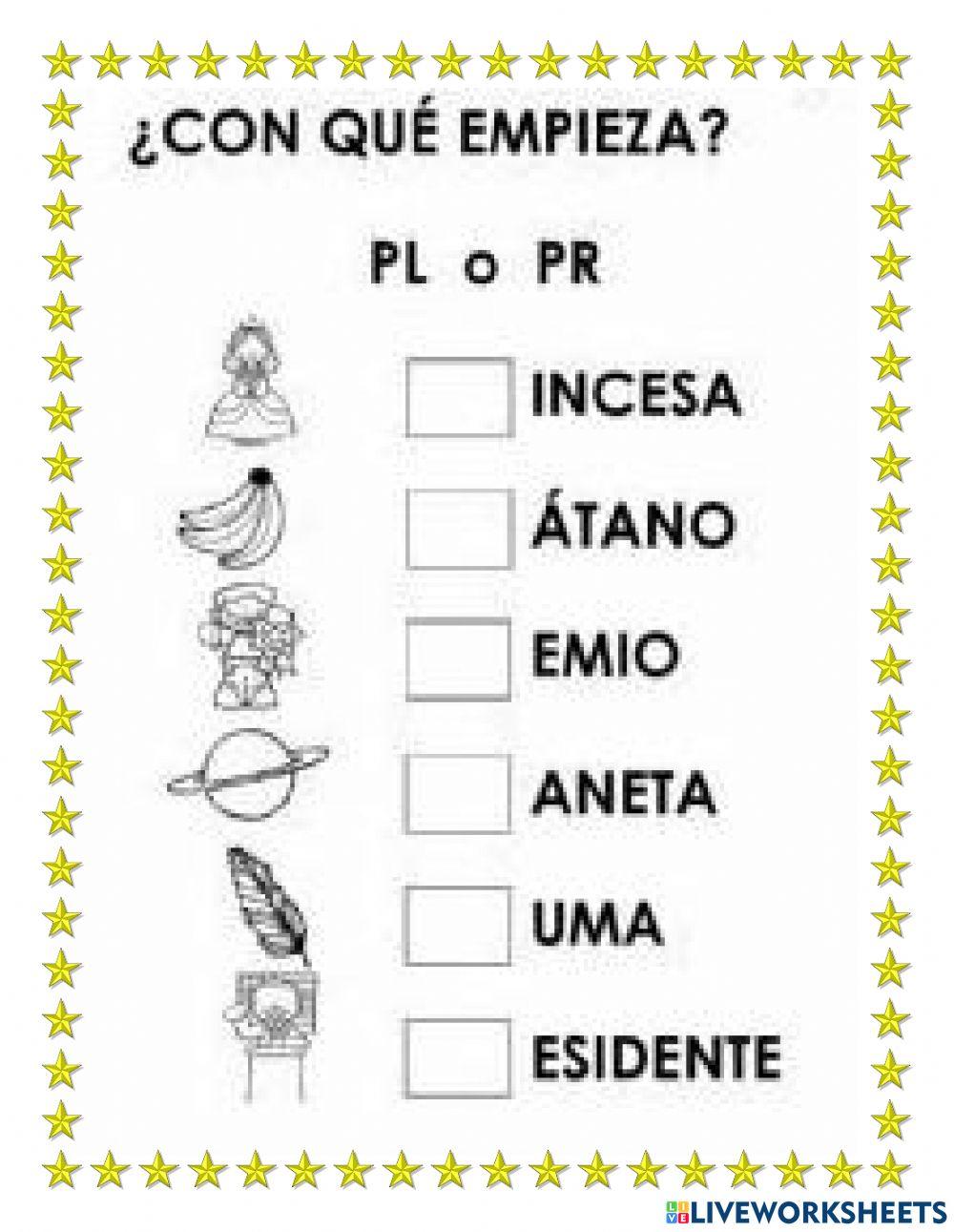 Palabras con bl,pl,pr,pl